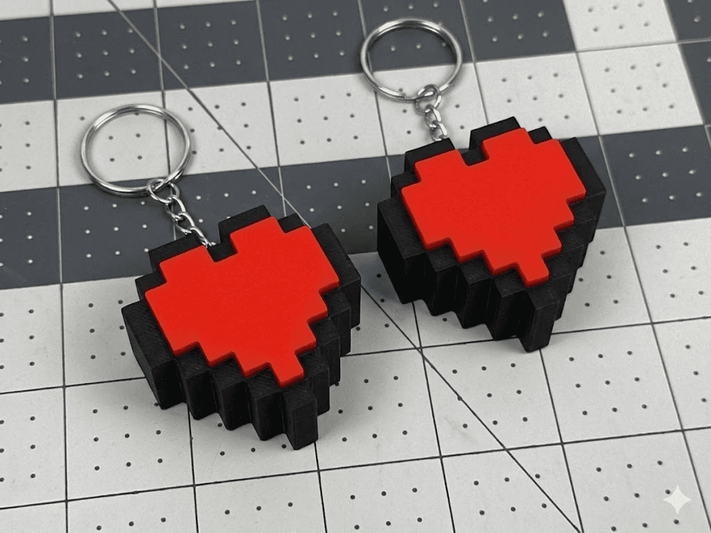 Pixel Heart Keychain
