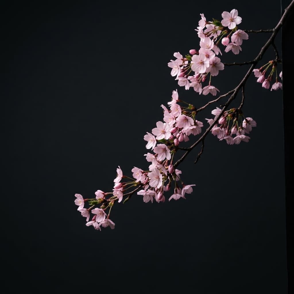 Cherry blossom branches in soft daylight