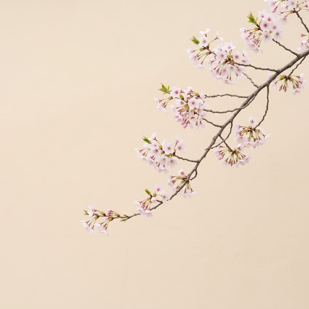 Cherry blossom branches in soft daylight